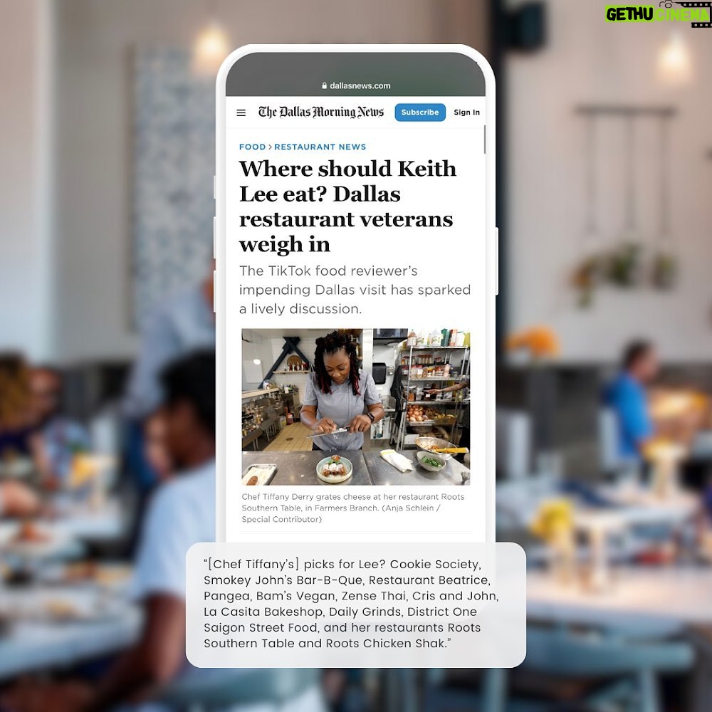 Tiffany Derry Instagram - Check out this @dallasnews article! @mastercheftd shares her thoughts on where @keith_lee125 should eat in Dallas. Do you agree? Tag Keith Lee and let him know he’s in for a treat! #tiffanyderry #mastercheftiffanyderry #masterchef #topchef #dallasrestaurants #dallasfoodie #dfwfoodie #dallasfood #dfwfood #eatdallas #eatdfw #dfweats #dallaseats #dallascocktails #dallas #dfw #dallaslife #dallastexas Farmers Branch, Texas