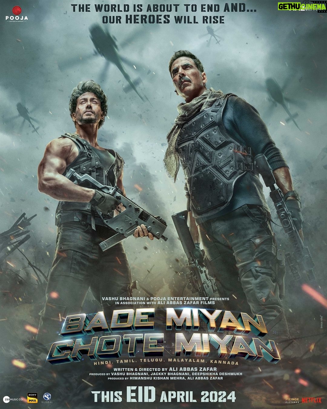 Tiger Shroff Instagram - Back at doing our favourite thing on the big screen - ACTION💥 #BadeMiyanChoteMiyanTeaser out on 24th January 2024! #BadeMiyanChoteMiyanOnEid2024 @tigerjackieshroff @therealprithvi @vashubhagnani @aliabbaszafar @jackkybhagnani @deepshikhadeshmukh @ihimanshumehra @aslisona @manushi_chhillar @alayaf @aazfilms @pooja_ent
