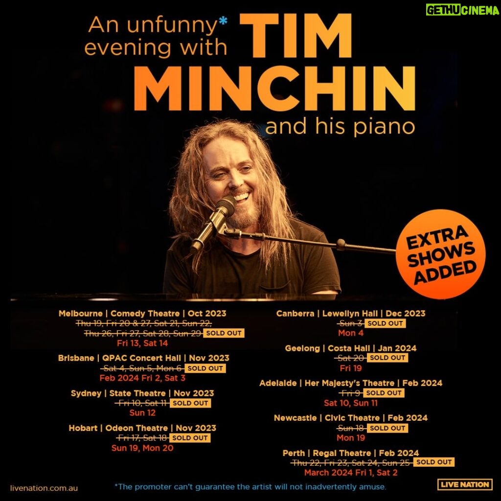 Tim Minchin Instagram - 🇦🇺 More ”Unfunny” shows added to the Australian tour! Link in bio.