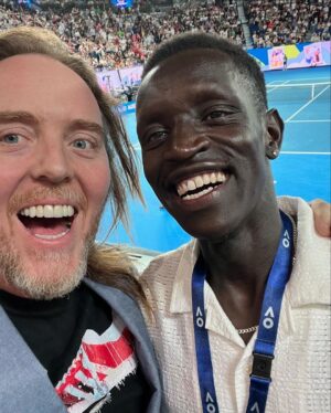 Tim Minchin Instagram - Date night with the star of Groundhog Day @andy_karl. My first ever @australianopen, and an excellent match it was. Unbelievable pluck by @dino_prizmic.  Also got to meet my fave 800m runner on the planet @pbol800 and my favourite American AFL player @masonsixtencox. 

#AusOpen
#GroundhogDayAU
