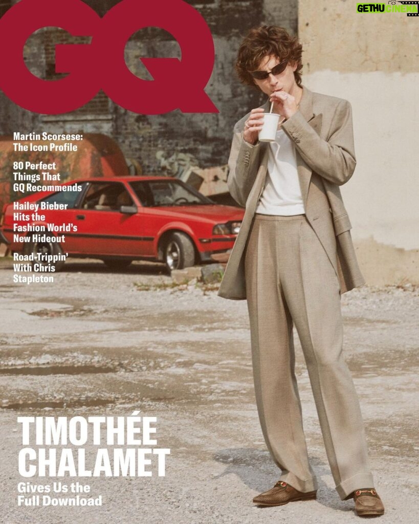 Timothée Chalamet Instagram - gq gq GQ ✖️✖️✖️ thank u @cassblackbird and @willwelch for round three !! union strong - this feature was completed before and then in accordance with the ongoing SAG - AFTRA strike