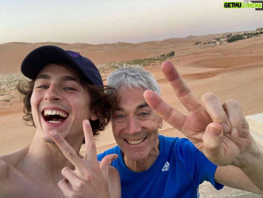 Timothée Chalamet Instagram - DUNE 2 WRAPPED (with desert dad !!)
