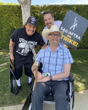 Timothy Omundson Instagram - Preeeettty damn cool to be out on the #sagwgastrike #picketlines  today with my dear friend, @realmarcosanchez  and  roll into the legendary @officialdannytrejo, who was passing out cold bottles of water to his fellow @sagaftra members  #SagStrong