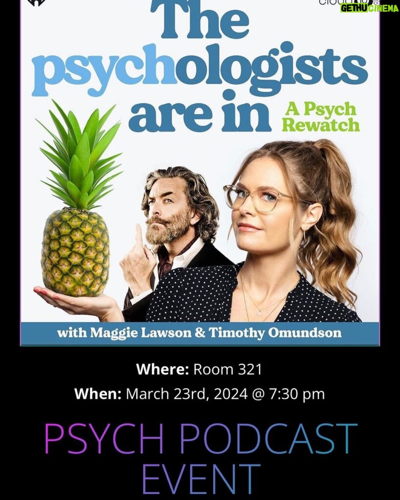 Timothy Omundson Instagram - Hey,ATL & INDY, I hope you’re fans of delicious flavor! Because the #PsychPodTout24 is making stops in your towns come be a part of the fun when my partner in crime, @magslawslawson and I bring our @thepsychologistsarein Live Show to @atlcomicconvention & @indianacomicconvention 🍍🎉 get those tickets and save your seats, the shows are just a month or Two away Come and help us podcast the shit out of it 💪🏻‼️ OnTour