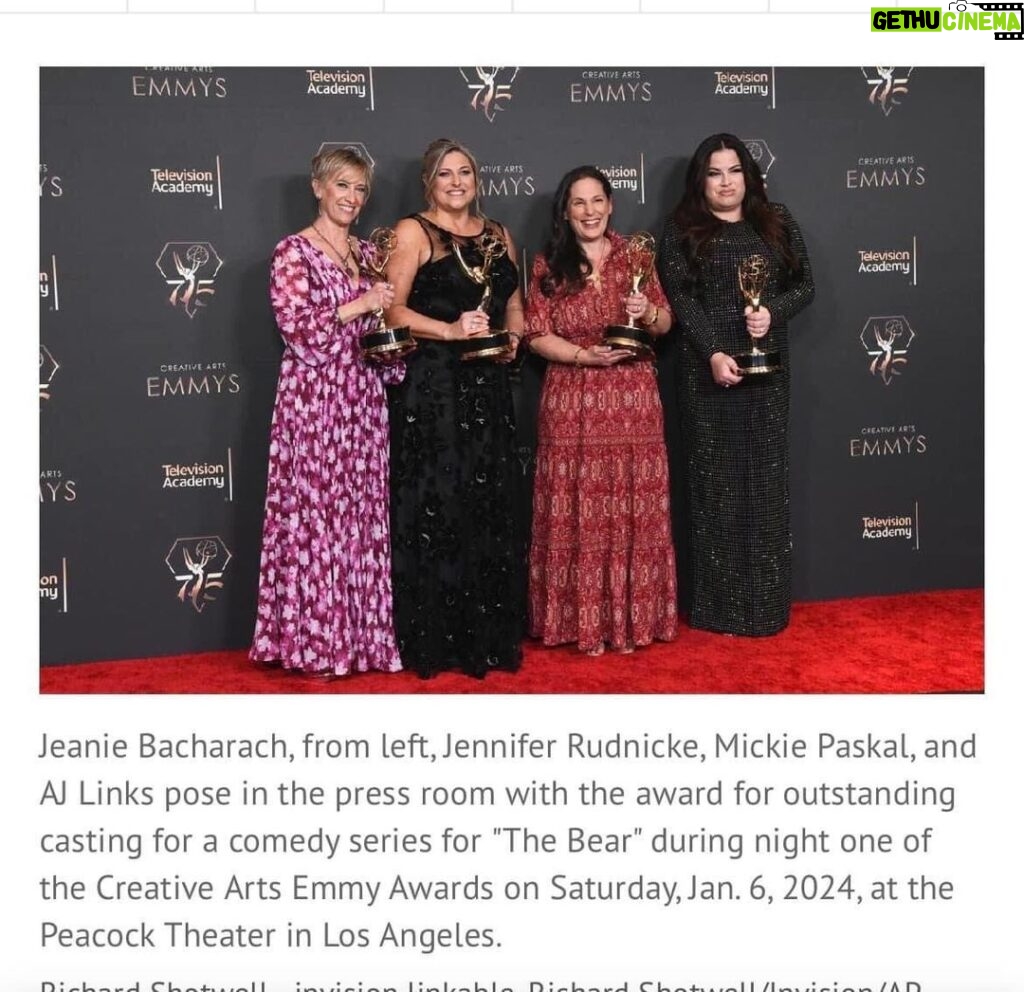 Timothy Omundson Instagram - Congratulations to our wonderful friend and next door neighbor, @jeaniebacharachburke on her SECOND Emmy win for casting, this very well deserved award for casting The Bear will be on her mantle right next to her previous win for The Marvelous Mrs. Maisel 🎉 in addition to being so damn good at her job, she’s an incredible friend and has always been the greatest champion of actors. She’s simply the best and our entire street is so proud of her 🎉 Tinseltown