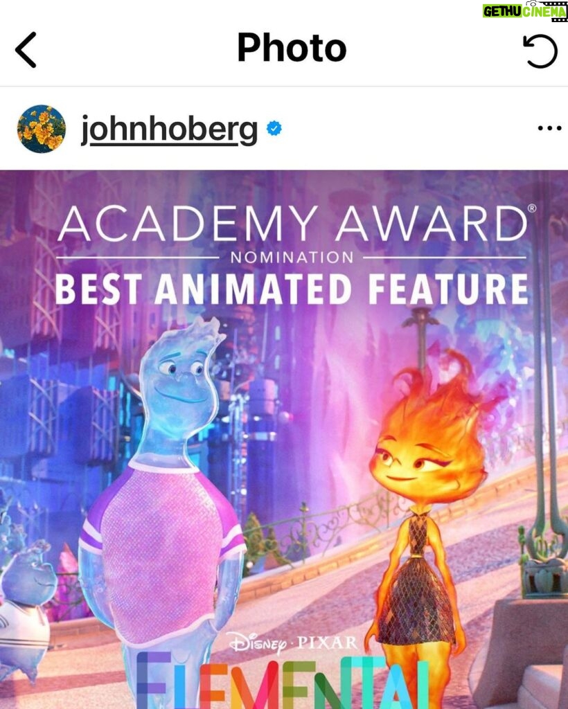 Timothy Omundson Instagram - Couldn’t be more proud of my wonderful friends, @johnhoberg & @klikkonthis , waking up to the incredibly happy news that their film, ELEMENTAL was just nominated for an Academy Award for Best Animated Feature 🍾🍾❤️ not too shabby for a gal from the tiny town of Colby Kansas And a boy from Columbus.