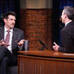 Timothy Simons Instagram - Here I am on last night's @LateNightSeth explaining how I tried to negotiate with Hans Gruber during the Nakatomi tower heist. 📷: Lloyd Bishop/NBC