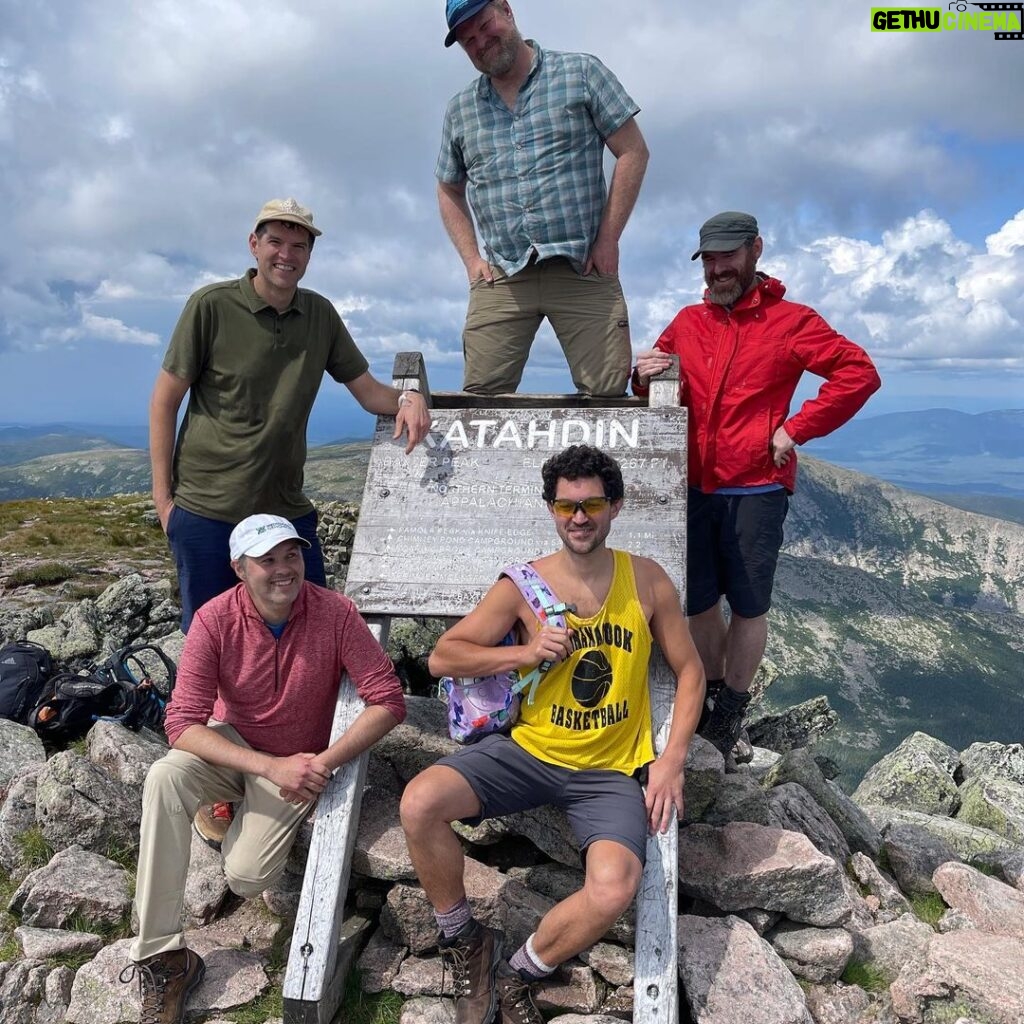 Timothy Simons Instagram - Climbed Mt Katahdin with friends I’ve known since elementary school and ate the best bagel sandwich I’ve ever had in my life at the summit. Also got caught in a 10 minute hailstorm in the tablelands. Then we drank beer in Gabe’s pickup flatbed to celebrate. Baxter State Park