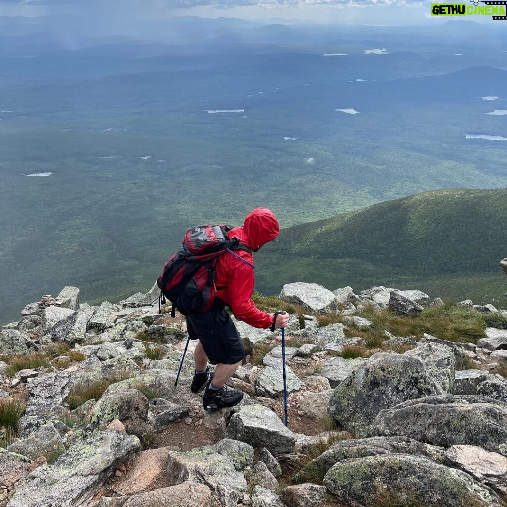 Timothy Simons Instagram - Climbed Mt Katahdin with friends I’ve known since elementary school and ate the best bagel sandwich I’ve ever had in my life at the summit. Also got caught in a 10 minute hailstorm in the tablelands. Then we drank beer in Gabe’s pickup flatbed to celebrate. Baxter State Park