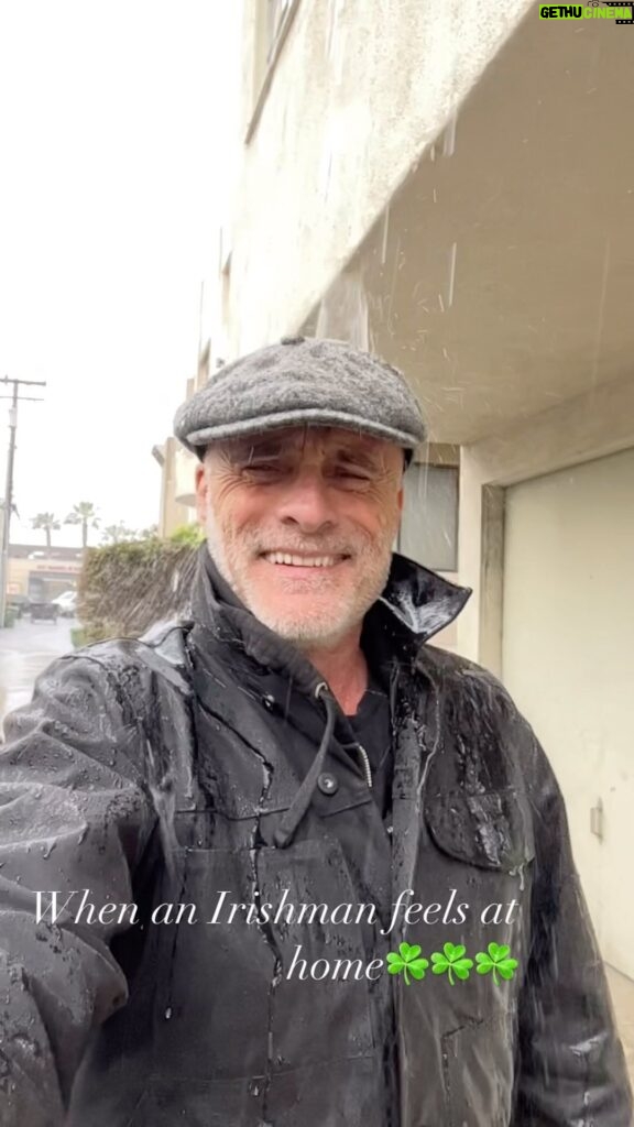 Timothy V. Murphy Instagram - When an Irishman feels at home #rain ..my Filson short lined cruiser jacket and Stronghold cap keeping me dry @filson1897 @thestronghold ☘️☘️☘️🥃🥃🥃🎬🎬🎬