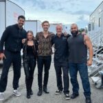 Timothy V. Murphy Instagram - My gang are tougher than yours…another one in the can “Guns Up” @maxrosinski @solomonyounghughes @riccigrams @kevinjamesofficial @loueyfromthehood @madflavors_world @tobemiro @edwardjohndrake @thecjperry @glowpunk @theshirleytempleking …sorry for for cutting our heads off in the second photo,Max @millenniummedia @gingerjoelle @pacificsun #melissaleo ☘️☘️☘️