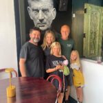 Timothy V. Murphy Instagram - The blue eyed family beneath the blue eyed writer...with one of my best friends @kevinpkearns ...a fine actor,bar owner and all round great person...his bar @auldfellala in Santa Monica has its official opening this Sunday...we did The Weir and The Lonesome West together,we were also in @soafx but at different times...he's Sean's Godfather and I couldn't wish for a better friend...best of luck with this new venture,Kev....this amazing mural of Samuel Beckett is by the uber talented @never1959 ,another super talented artist and all round great person☘️☘️☘️🥃🥃🥃🇺🇸🇮🇪🍺🍺🍺 @caitlinamanley