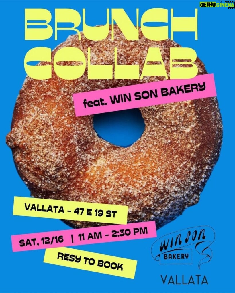 Tom Colicchio Instagram - WIN SON x VALLATA ⚡️@winsonbrooklyn will be in the open kitchen with team @vallatanyc for brunch tomorrow, Saturday, 12/16. Alongside Vallata brunch, on the menu: Win Son egg and cheese scallion pancake sandwiches… one with mortadella + pepperoncinis and another with ginger scallion duck confit… plus @daniellespence famous mochi donuts. Reservations mostly booked out on @resy but there might be a few walk ins available. Vallata New York