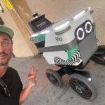 Tom Felton Instagram - Self driving food delivery robots are here. Didn’t mind stopping for a selfie either Los Angeles, California