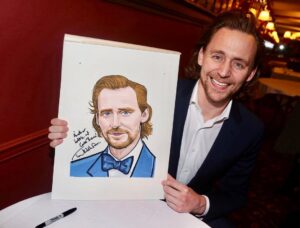Tom Hiddleston Instagram - What an honour! Yesterday I was presented with a caricature at Sardi’s, a part of Broadway history. I’m so grateful that they’ve made a space on the wall for me. They do very good prosciutto & melone!

I’ve never performed on Broadway before. 
It’s been such an extraordinary experience, one I haven’t fully organised in my mind yet. I’m sure over the next few days and weeks, many thoughts and feelings will come to the fore. It’s been a privilege to be part of the theatre community in New York, and to perform on stage here. Thank you to everyone who helped to make it happen. 
#BetrayalBroadway 📷: @bruglikas