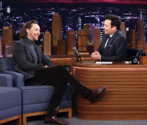 Tom Hiddleston Instagram - My first time on @fallontonight! Thank you so much @jimmyfallon and the team for the laughs.
#BetrayalBroadway
#Loki
