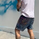 Tomaz Viana Instagram - Primeiro painel que faço só com o “céu” , no começo da minha carreira eu fazia o caminho contrário, primeiro fazia na rua e depois desenvolvia no ateliê, agora percorrendo o caminho inverso percebo que a rua é o meu grande laboratório, o que acham ? Bom domingo para todos