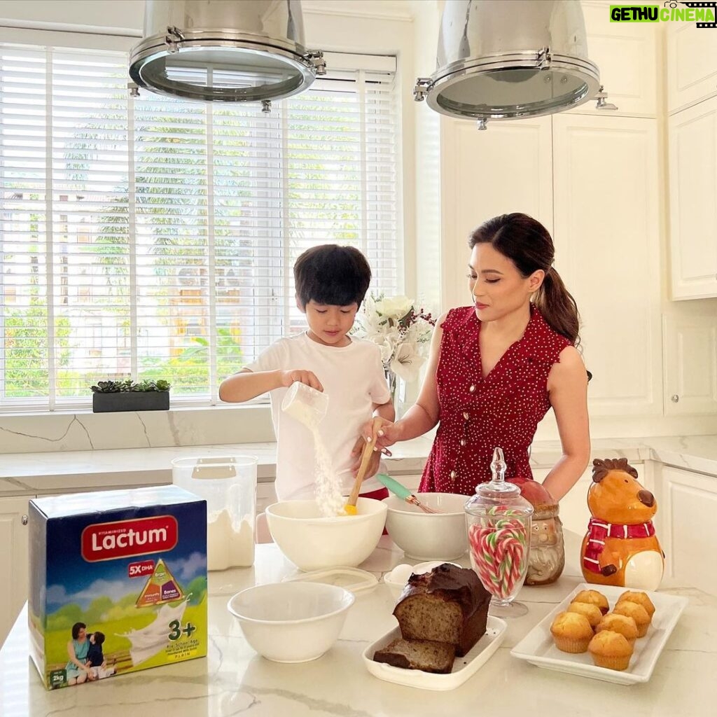 Toni Gonzaga Instagram - Growing kids like Seve tend to be pickier in what they eat and drink but I make sure his food options are still healthy and nutritious in every way. So for this coming holidays, we're making Banana Bread, an easy holiday recipe you and your kid can try yourself! We're switching the heavy cream for our partner, Lactum 3+, for the Upgraded nutrients it provides. It has 5x more DHA vs previous formulation for brain and other key nutrients for his immunity & bones. Sabay-sabay for Seve’s UPGRADED All-Around Development. Plus even more with proper nutrition & stimulation. Mga LactuMAMAS, share niyo naman what recipes you'll be making using the Lactum 3+. #UpgradedAllAroundDevelopment #LakingLamang