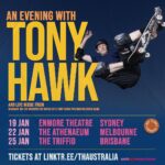 Tony Hawk Instagram - Hello Oz, it’s been a while. Looking forward to sharing my story and enjoying the soothing & searing tunes of @birdmanthps. We tried to do this a few years ago and had to cancel for reasons beyond our control 😷. But we didn’t give up hope. Join us down undah! Link in bio. 🇦🇺🎤🎸🥁🛹