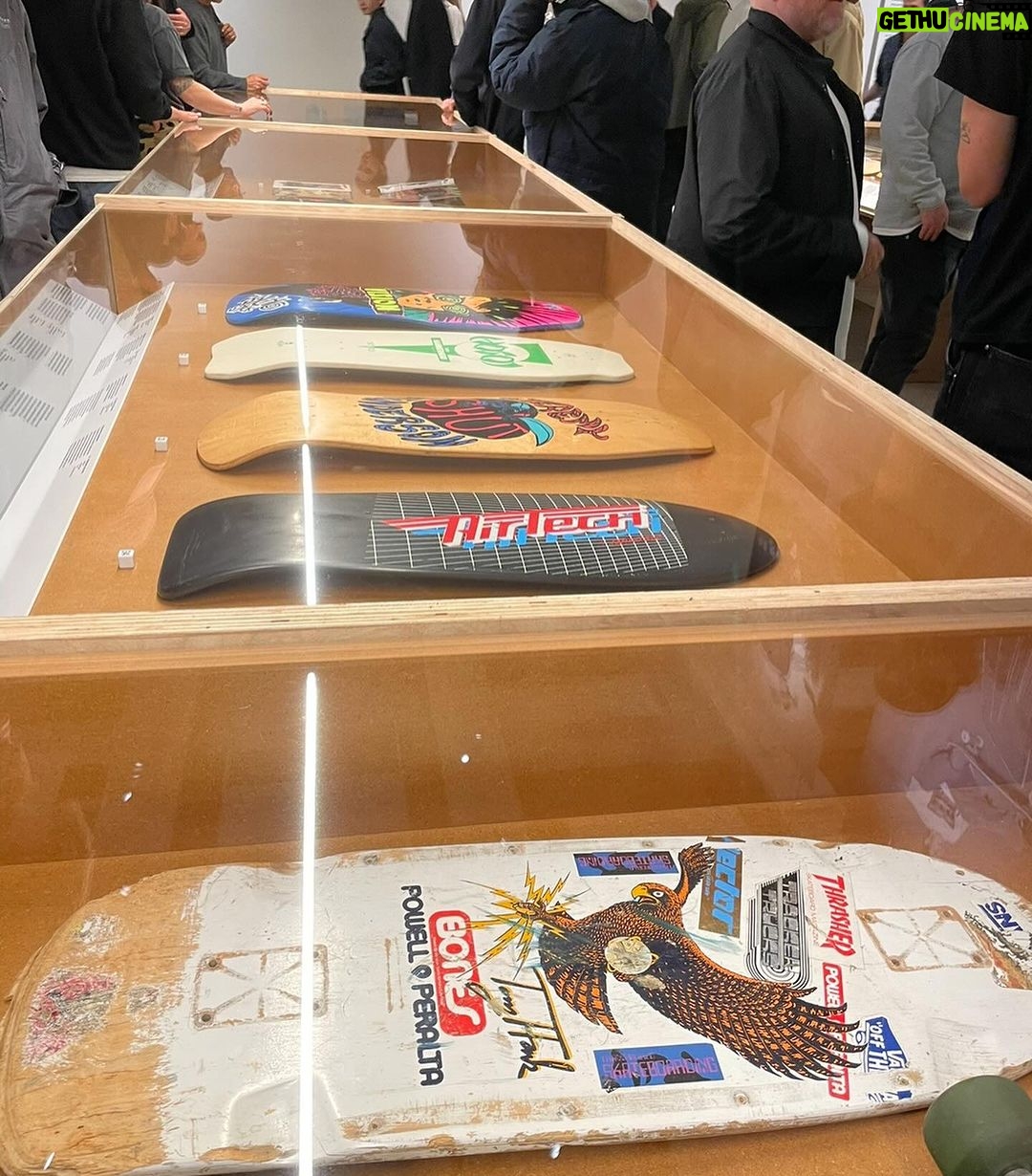 Tony Hawk Instagram - We have seen this classic photo of @tonyhawk on the internet and we just realized Tony is holding the very deck that he loaned us to feature in the currently running Skateboard Exhibit at the @designmuseum in London. The exhibit runs through June 2024 go have a look. How cool! #skateboardinghalloffame Design Museum