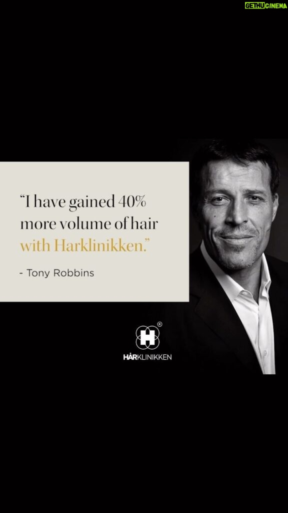 Tony Robbins Instagram - Millions of people are affected by hair loss. When it happened to me, I was already exploring regenerative medicine as part of my new book, Life Force. And that’s how I found @harklinikken and reversed my own hair loss.     I’ve met so many of their clients whose lives have been transformed. And it’s not simply for ego or vanity — your hair is often a reflection of your health, and what we’re doing is providing the scalp with the care it needs to grow healthy, strong hair.   When I started my own hair gain journey, I learned that what makes Harklinikken different is the way the Hair Gain Extract unleashes the follicles’ potential for growth. It’s 100% customized to the needs of the individual and the formulation is constantly being adjusted over time, as your hair and scalp respond. It’s surprisingly easy to use and completely natural and safe.     After 6 months, I gained an incredible 40% more hair volume. Instead of losing hair as I age, I’m regaining it! One decision can change everything.    Find out if Harklinikken could work for you – visit www.harklinikken.com/pages/hair-assessment or follow @harklinikken and tap the link in their bio for more info.   #UnleashGrowth #ItsMoreThanHair #harklinikken