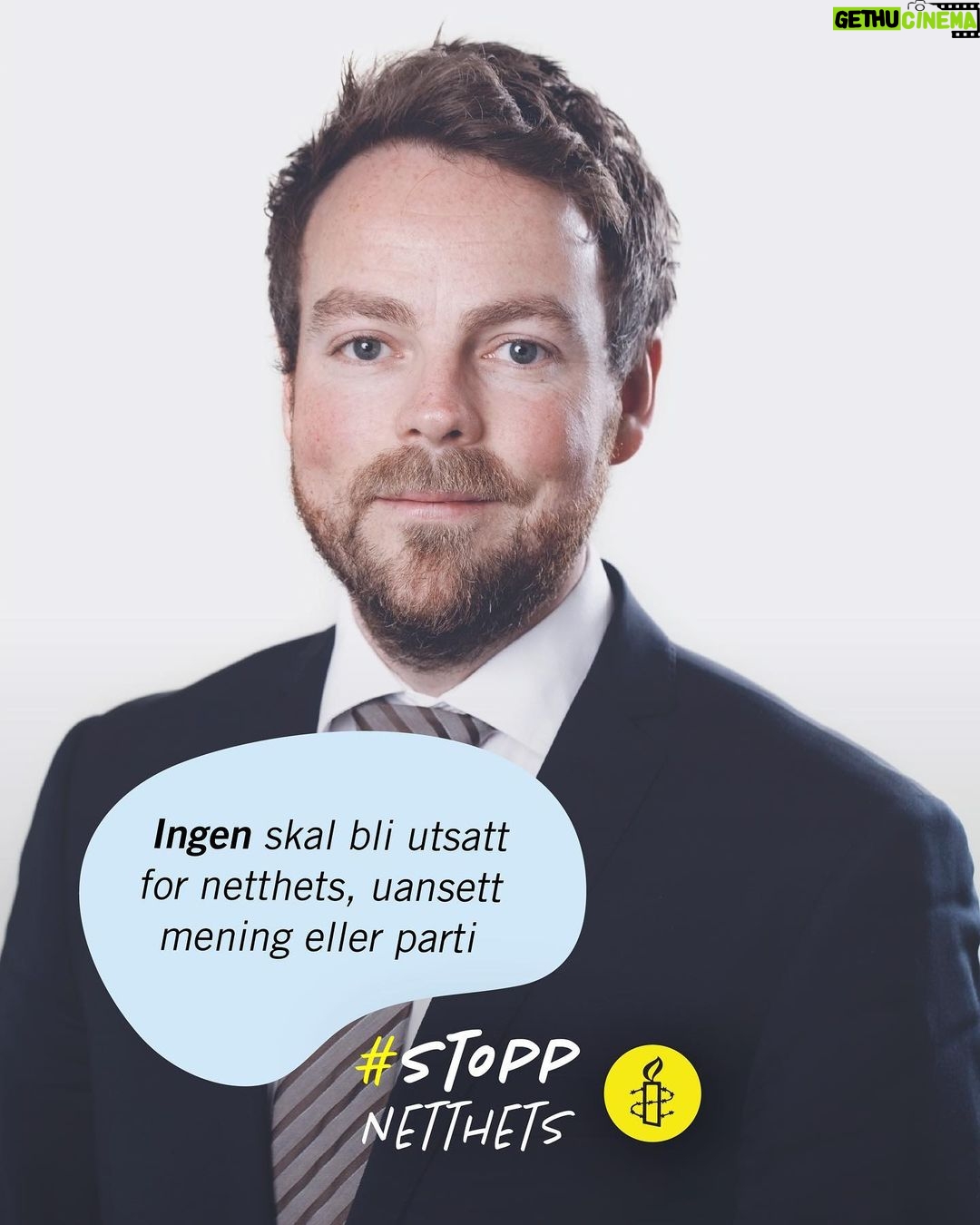 Torbjørn Røe Isaksen Instagram - Ingen skal utsettes for netthets, uansett hvem du er eller hva du mener. Derfor står jeg sammen med politikere fra alle partier i kampen mot netthets. Bli med å #stoppnetthets du også! @amnesty_norge