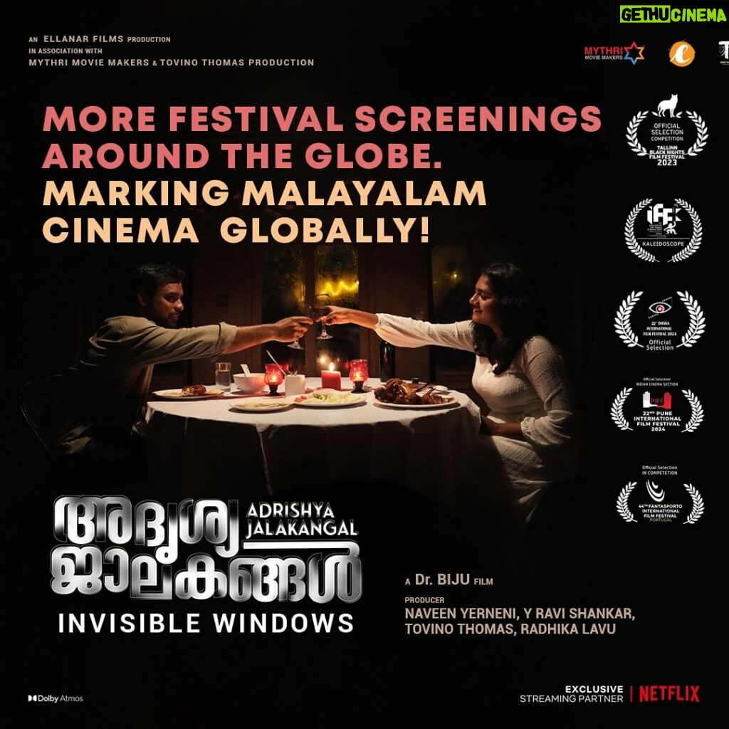 Tovino Thomas Instagram - Adrishya Jalakangal (Invisible Windows) Next stop is at 44th Fantasporto International Film Festival, Portuguese (March 1 to 10th 2024) . The film has been selected for Official main competition section and also for Orient Express competition for Asian Films. More than 400 feature films has been submitted to Fantasporto festival this year, among which 90 feature films from 32 countries are selected. "Invisible Windows" is the lone entry from India this year. The film has been screening on 2024 March 7th 6.45 PM at the historic Batalha Centro de Cinema ,Hall 1.
