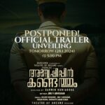 Tovino Thomas Instagram - To everyone eagerly waiting, I apologize for the brief delay in releasing the official trailer for ‘Anweshippin Kandethum.’ We’ll make it worth the wait. Join me tomorrow at 5 PM. Thank you for your understanding. 🙏🎬 #TrailerDelay #Tomorrow”