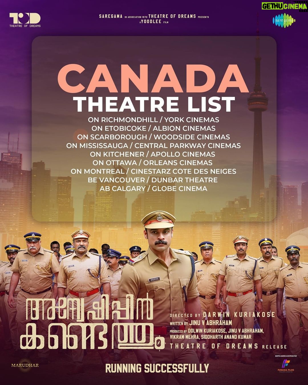 Tovino Thomas Instagram - All the way to USA πΊπΈ and Canada π¨π¦ Swipe ππ» and book your seats now!! #AnweshippinKandethum running successfully in your nearby theatres !! @anweshippinkandethummovie @tovinothomas @darwinkuriakose @dolwinkuriakose @saregamamalayalam @yoodleefilms @theatreofdreamsofficial @musicsanthosh @actor.siddique @harisreeasokan @pramod_veliyanadu @vineeth_thattil_david @rajagopal_rahul @actorindrans @shammithilakan_ @kottayamnazeer @aswath_lal @azeesnedumangad @baburajactor @arthana_binu @danceramyasuvi @suraj_k16 @gautham__sankar @sanjuvaikom @d_i_l_e_e_p_n_a_t_h @sameerasaneesh @eggwhitevfx @aesthetic_kunjamma @Sharanya.r._ @k_madhupal @bring_forth @snakeplant.in #officialtrailer #moviemagic #TheatreofDreams #saregama #thepursuitbegins #tovinothomas #DarwinKuriakose #JinuAbraham #DolwinKuriakose #anweshippinKandethum #anveshippinKandethum #SantoshNarayanan #MushinParari #february9release #SnakeplantLLP #trendingnow