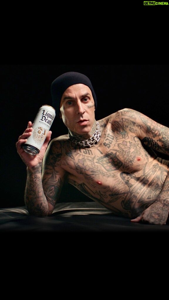 Travis Barker Instagram - Turn your dreams into reality with the @liquiddeath x @travisbarker Enema of the State Collectible Enema Kit. Each enema kit comes with a custom-branded bulb and a 19.2 oz can of Liquid Death autographed by Travis himself. There are only a few hundred in existence. Blink and they’ll be gone forever. Get yours at liquiddeath.com/enema or link in bio. #liquiddeath #murderyourthirst #deathtoplastic #travisbarker #enemaofthestate . . . Enema of the State is a limited edition collectible adult art piece and not intended for use as a real medical device. Enema of the State should never be placed in or near your b*tthole without consulting a doctor first. Also, you should not place it in or near your friend’s b*tthole without consulting them or their doctor first either.