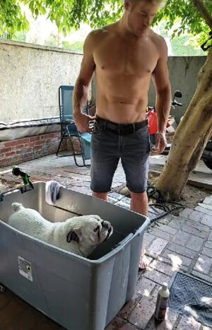 Trevor Donovan Instagram - Bath time for #Bulldog