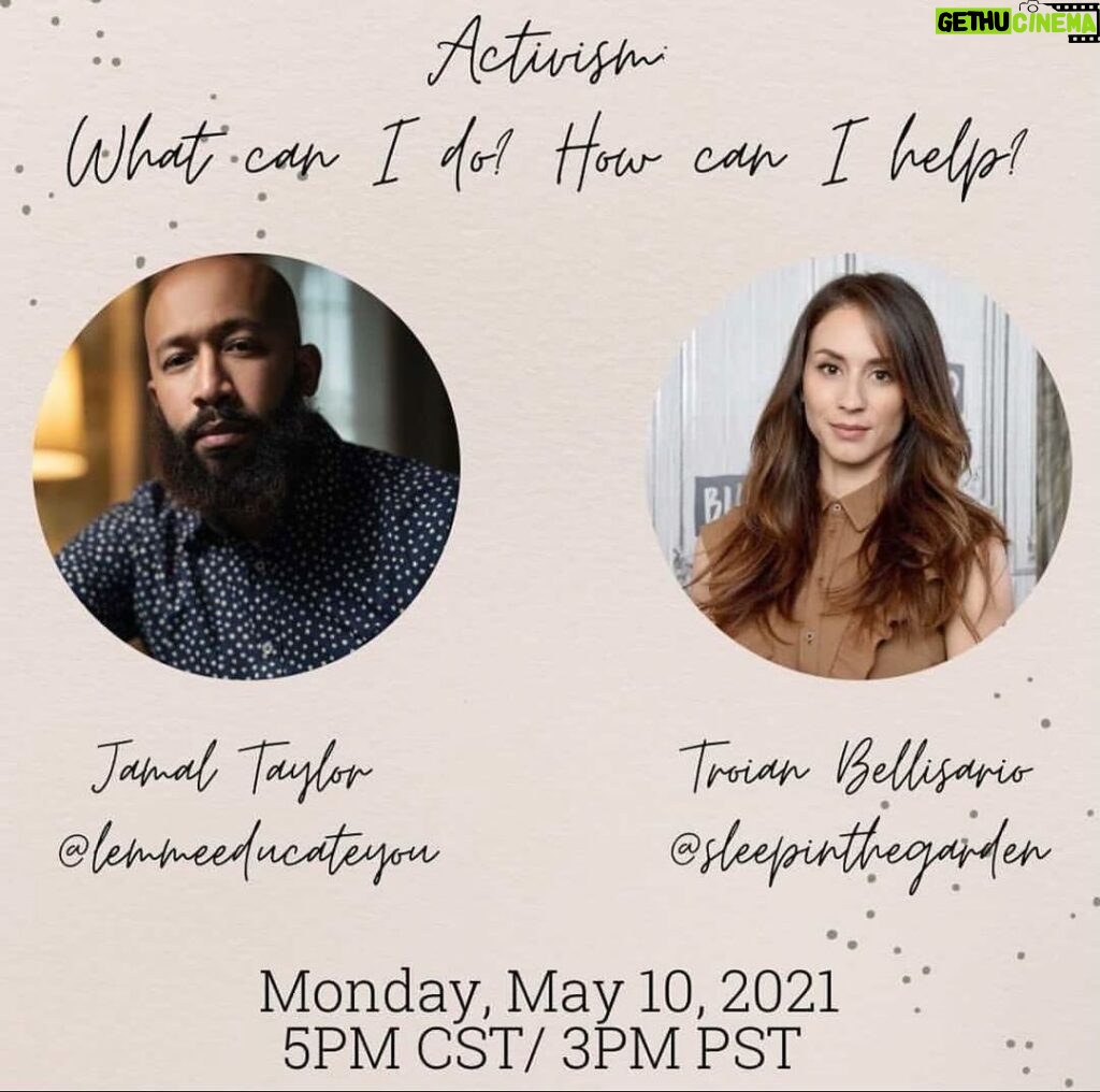 Troian Bellisario Instagram - Thrilled and honored to be kicking off this next week with a conversation with the incredible @lemmeeducateyou Please join us on Monday for a LIVE IG and continue to follow Jamal in conversation with so many other wonderful people throughout next week. How can we help? What can we do? See you there! (Monday May 10th at 3PST)