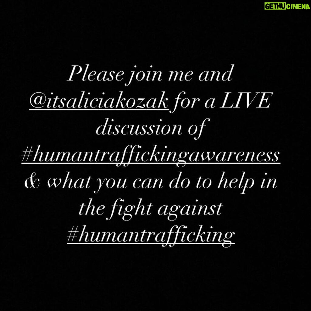 Troian Bellisario Instagram - TOMORROW on IG. (1/29) at 9PST/12EST. #humantraffickingawarenessmonth