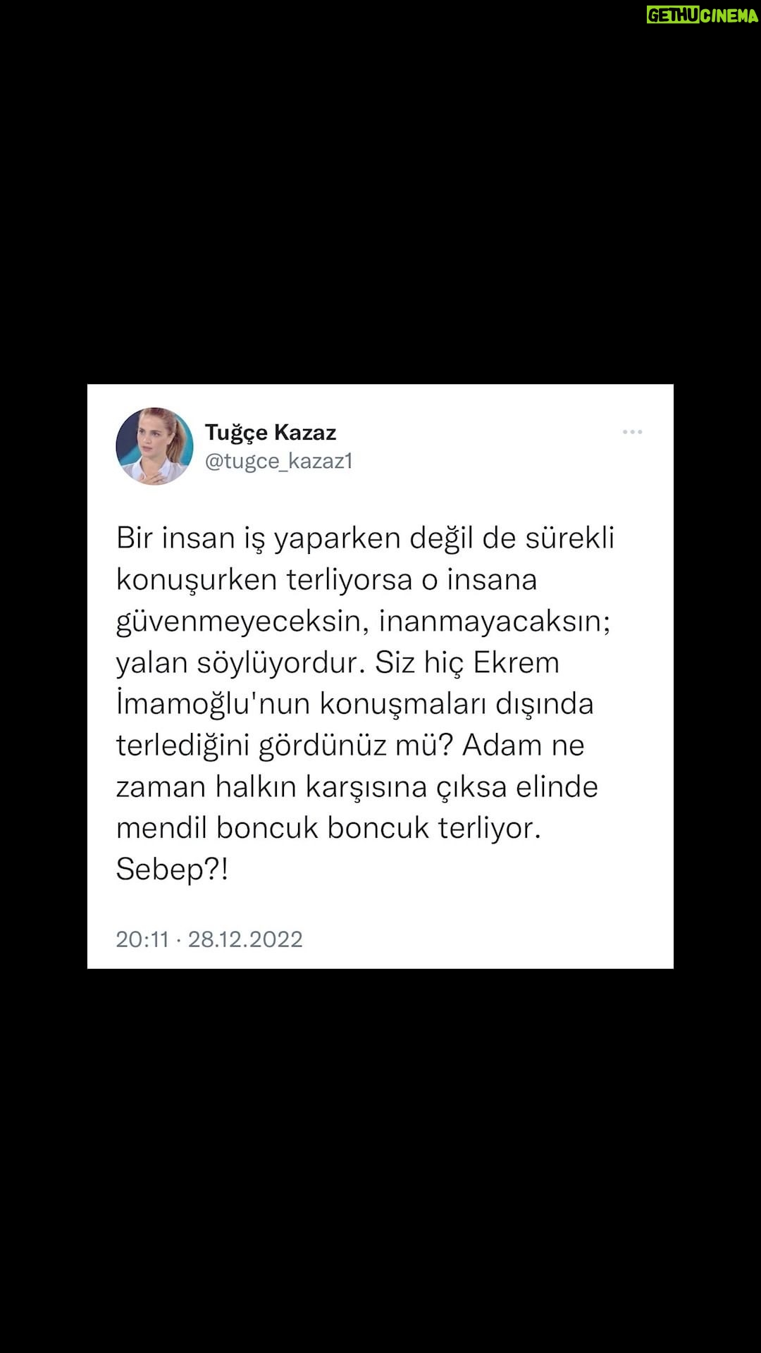 Tuğçe Kazaz - 12.4K Likes - SEBEP?!
If someone sweats all the time, not when he is working but when he is talking, he should not be trusted or believed, he is lying. Have you ever seen Ekrem Imamoglu sweating outside his speeches? Every time he goes in front of the audience, he sweats beads of sweat with a handkerchief in his hand. Why is that?
Si quelqu'un transpire tout le temps, pas quand il travaille mais quand il parle, on ne doit pas lui faire confiance ni le croire, il ment. Avez-vous jamais vu Ekrem Imamoglu transpirer en dehors de ses discours ? Chaque fois qu'il va devant le public, il transpire des perles de sueur avec un mouchoir à la main. Pourquoi donc ?
#ekremimamoğlu #imamoğlu #yalan #tuğçekazaz #tugcekazaz #reels #instagramreels #reelsvideo