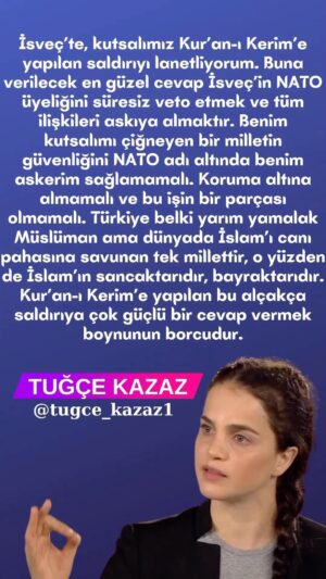 Tuğçe Kazaz Instagram - KUTSALIMI ÇİĞNEYEN BİR MİLLETİN GÜVENLİĞİNİ BENİM ASKERİM SAĞLAMAMALI!

#kuranıkerim #kuran #isveç #eylem #nato #türkiye #islam #müslüman #bayrak #sancak #veto #tuğçekazaz #tugcekazaz #reels #instagramreels #shorts #tiktok