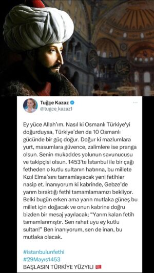 Tuğçe Kazaz Instagram - BEN İNANIYORUM, SEN DE İNAN, BU MUTLAKA OLACAK! 

#1453 #fetih1453 #istanbulunfethi #fatihsultanmehmet #ayasofya #ikinciyüzyıl #başlasıntürkiyeyüzyılı #türkiye #türkiyeyüzyılı #tugcekazaz #tuğçekazaz #seçim2023 #2023 #29mayıs #reels #shorts
