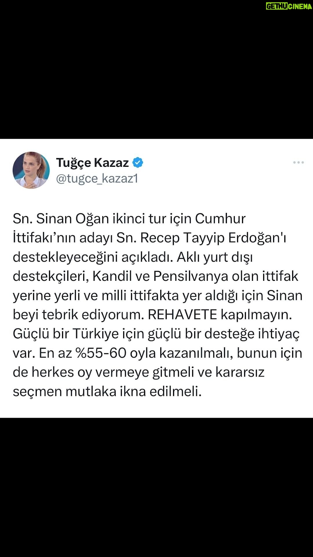 Tuğçe Kazaz - 15.9K Likes - SİNAN OĞAN CUMHUR İTTİFAKI'NDA #erdoğan #receptayyiperdoğan #sinanoğan #cumhurittifakı #ataittifakı #milletittifakı #kılıçdaroğlu #kemalkılıçdaroğlu #seçim2023 #28mayısseçim #28mayıs2023 #ikincitur #türkiye #ikinciyüzyıl #karar #tuğçekazaz #tugcekazaz #reels #tiktok #shorts #reelsvideo