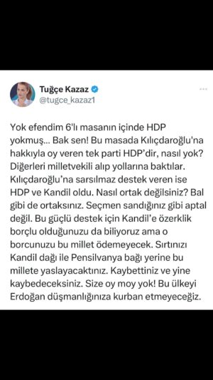 Tuğçe Kazaz Instagram - BAL GİBİ DE ORTAKSINIZ. SİZE OY MOY YOK! 

#erdoğan #receptayyiperdoğan #kılıçdaroğlu #kemalkılıçdaroğlu #oy #hdp #kandil #seçmen #seçim2023 #2023 #14mayıs #24mayıs2023 #türkiye #ikinciyüzyıl #tuğçekazaz #tugcekazaz #reels #reelsvideo #shortsvideo #shorts #viral #tiktok