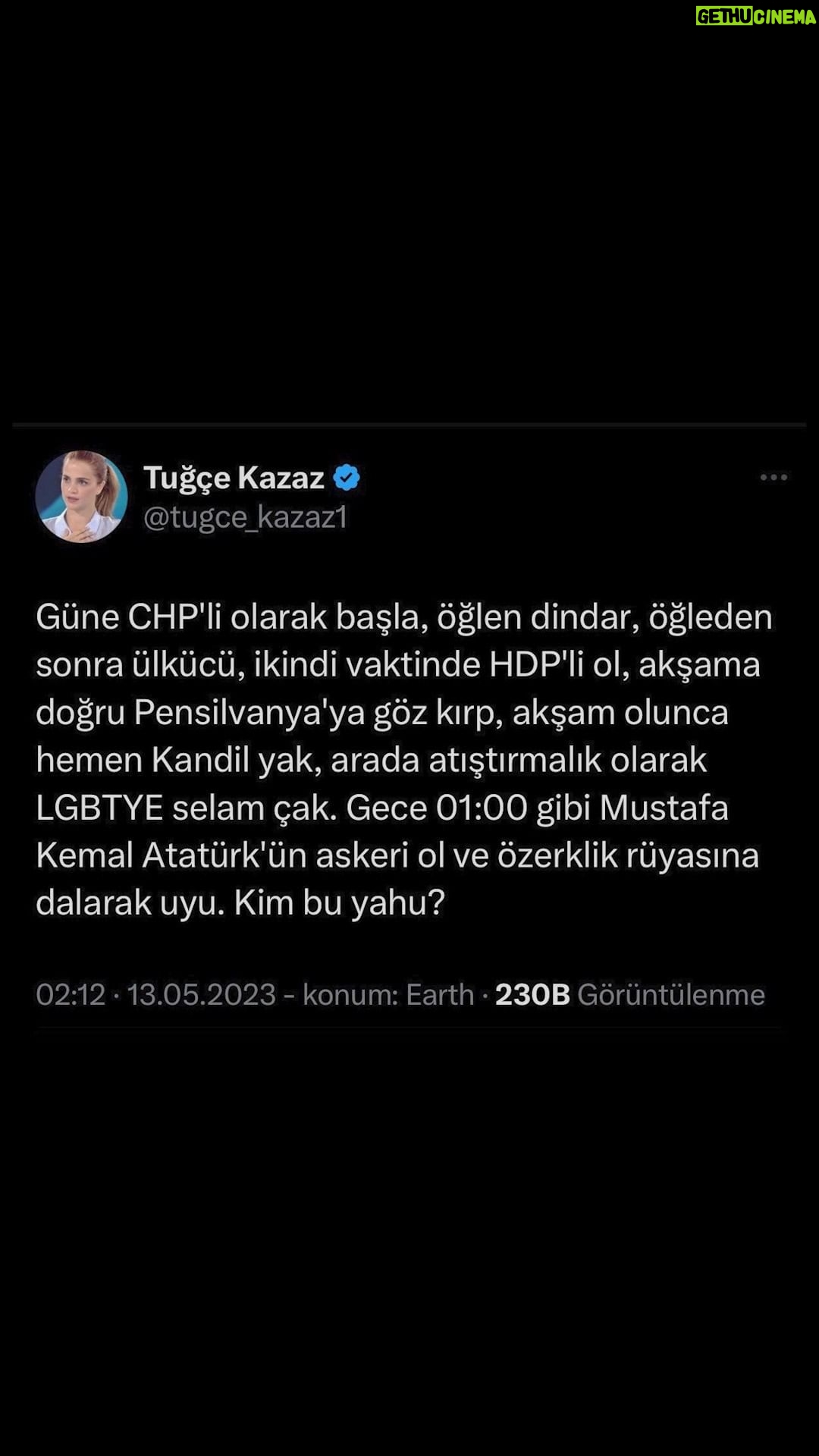 Tuğçe Kazaz - 26.8K Likes - KİM BU YAHU?? #erdoğan #receptayyiperdoğan #kılıçdaroğlu #kemalkılıçdaroğlu #milletittifakı #cumhurittifakı #chp #akparti #hdp #pensilvanya #kandil #dindar #atatürk #seçim2023 #14mayıs #14mayıs2023 #türkiye #tuğçekazaz #tugcekazaz #reels #shorts