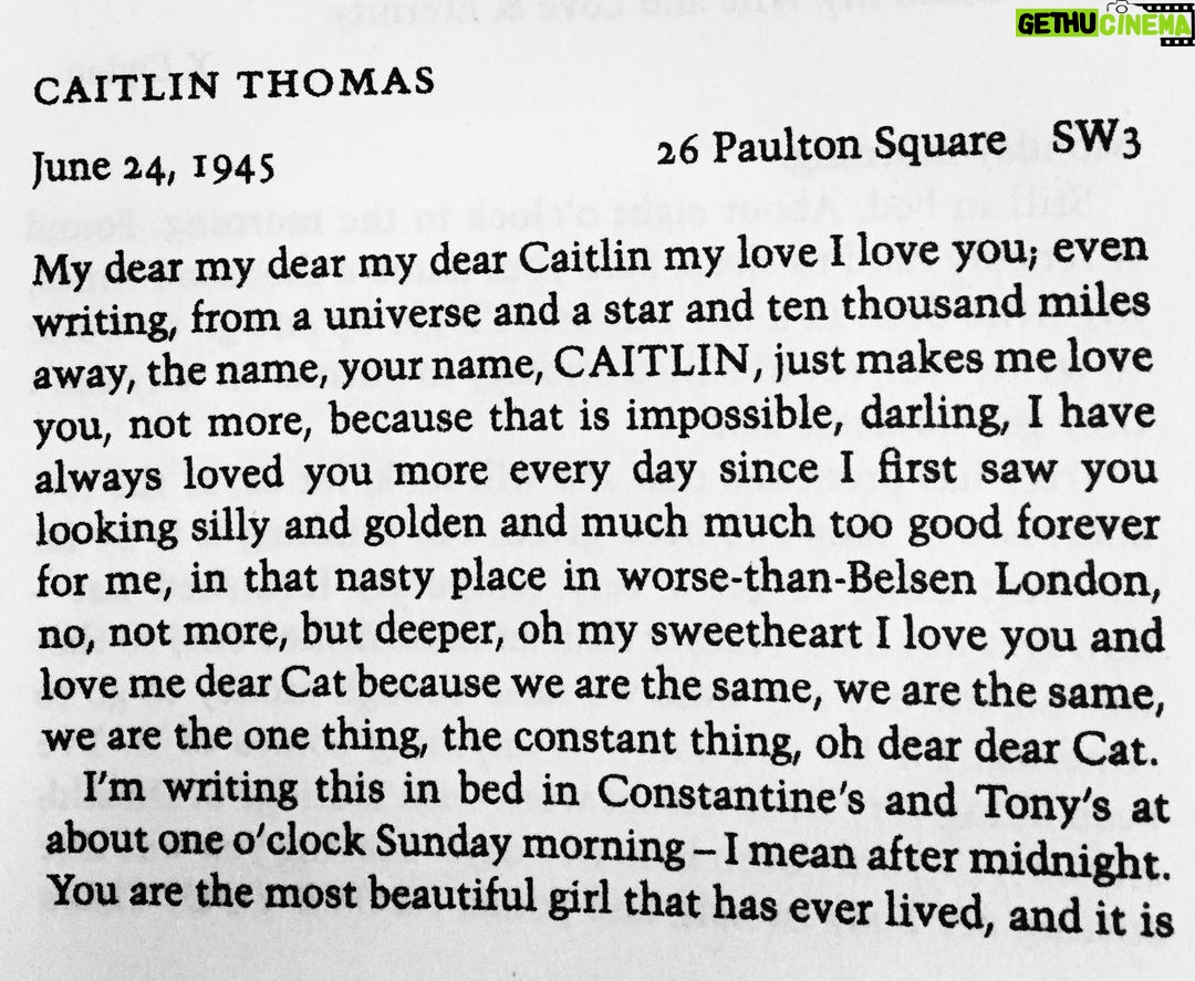 Tuppence Middleton Instagram - Find someone who writes to you like Dylan Thomas writes to Caitlin...