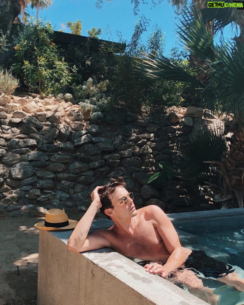 Tyler Blackburn Instagram - Spent this weekend floating in this mineral bath. So healing! @twobunchpalms Two Bunch Palms