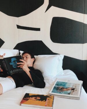 Tyler Blackburn Instagram - Catching up on some light reading while doing a new shoot for @rove. Thanks to @lapeerhotel for this amazing suite! Wait until you see the bath tub shots... 🛀 💦”