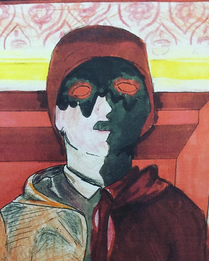 Tyler Joseph Instagram - love getting clique:art at shows, especially when it creeps me out a little. took a close up of this one on my phone. sorry I didn't catch who to credit.