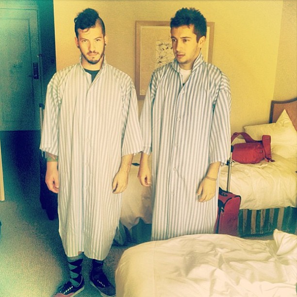 Tyler Joseph Instagram - Repost: @joshuadun knitted us matching night gowns for our Japan trip. It's his true passion.