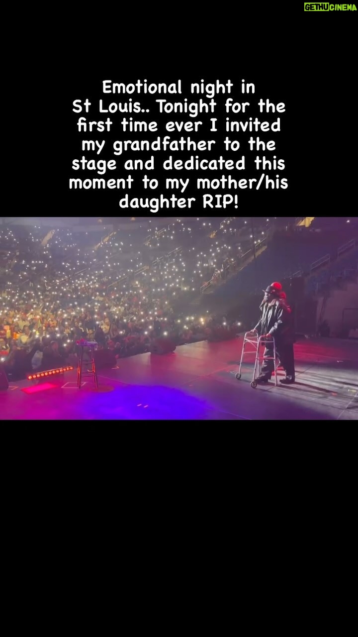 Tyrese Gibson Instagram - On crutches and all……. Tonight was a very very special moment……. My mother called her father everyday…. They talked at least 5 days a week….. Feb 14th marks the 2 year anniversary of my mother’s passing…. I felt her presence tonight…. We sold out St Louis thank you for the energy and love….. few bad notes I was emotional…. I did my best tonight…. I was about to cancel but I forged ahead….. My grandfather like me was a #GirlDad Shayla and Soraya’s great grandfather….. What a night…. What a moment…. Tyrese.Tv is live again… Get to the site asap and pre-order #BeautifulPain!! Beautiful Pain