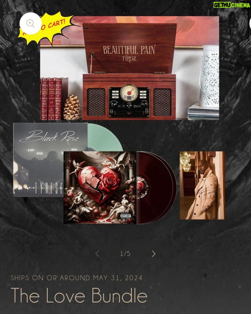 Tyrese Gibson Instagram - Tyrese’s site Tyrese.Tv was just updated! This Beautiful Pain [ LOVE BUNDLE ] is limited to 50!!! This is another Tyrese.Tv exclusive! Yup he’s selling a custom Beautiful Pain vinyl player! Tyrese.Tv -Team Tyrese