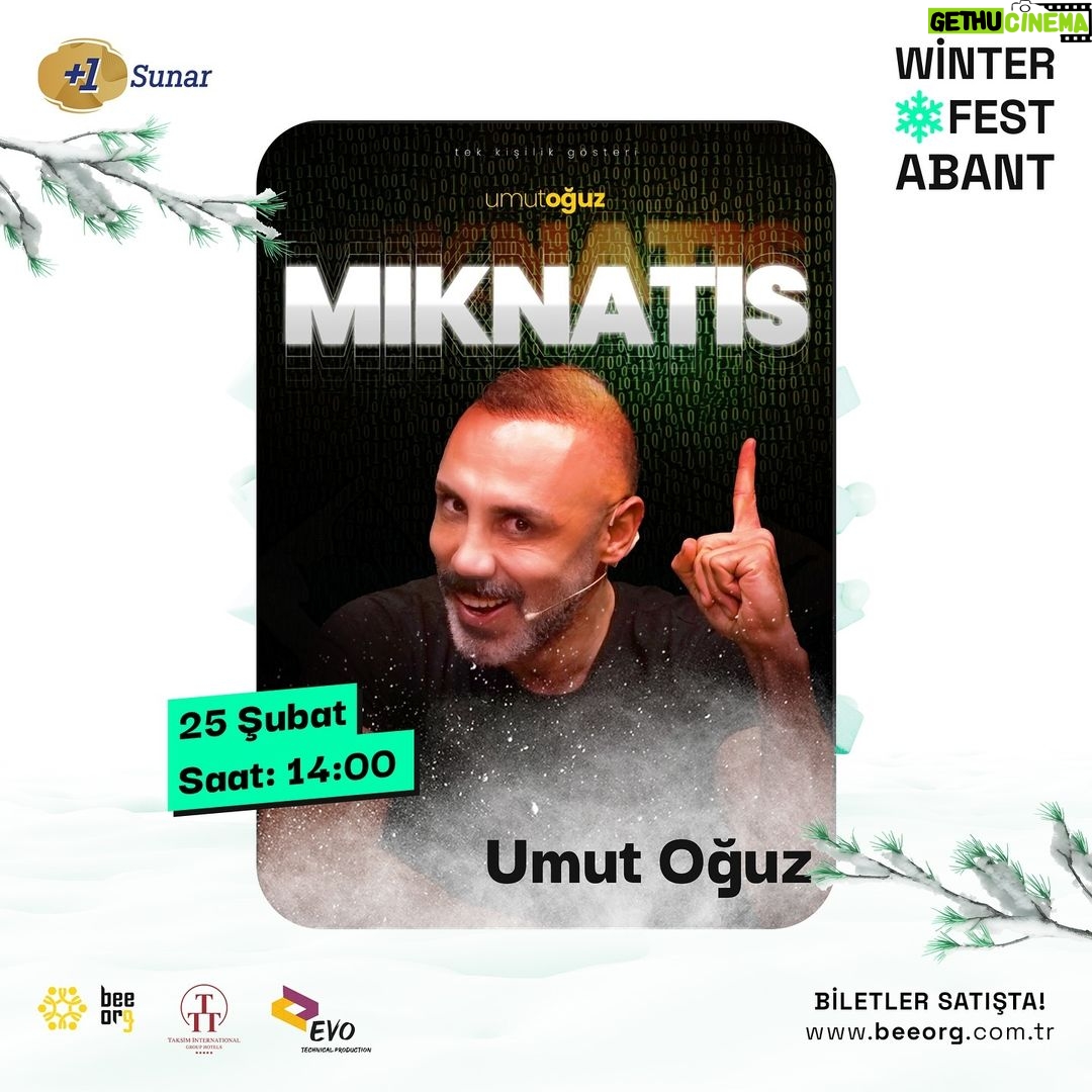 Umut Oğuz Instagram - 🎙️ Gülmenin Tam Zamanı Geldi! 25 Şubat 2024’te Saat 14:00’te @umutoguz Abant Palace Otel’de Sahneye Çıkıyor! Heyooo Winterfest Abant Ailesi! 🚀 Kuzeyin eğlence başkenti Abant Palace Otel’de, tarih 25 Şubat 2024’te saat 14:00’te Umut Oğuz ile kahkaha garantili bir Stand-Up gösterisi sizi bekliyor. Unutulmaz anlar için hazır olun, çünkü gülme garantisi veriyorum! 😂 Biletlerinizi alın, kuzeyin büyüleyici atmosferinde Umut Oğuz ile kışın tadını çıkarın. Sürprizlere hazır olun, çünkü bu gösteriyi kaçırmak istemeyeceksiniz! 🎉❄️ @prusias_yapim @miknatisgosteri #WinterfestAbant #UmutOğuz #StandUp #KahkahaZamanı #EğlenceSaat14 #AbantPalaceOtel #winterfest2024