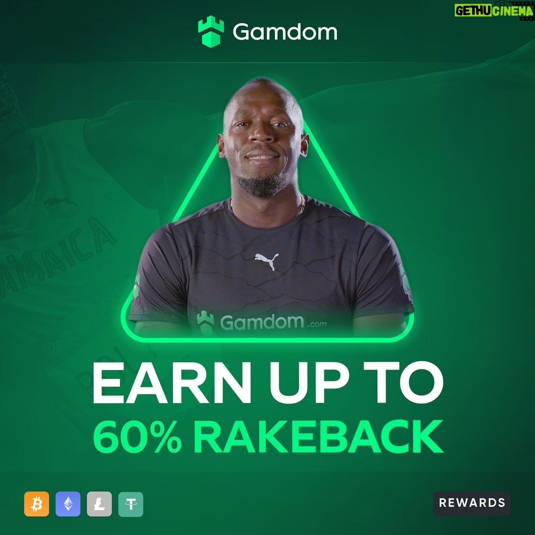 Usain Bolt Instagram - If you love to place a few bets on sports or spin the wheels online, then you should do it on @gamdom while earning yourself up to 60% Rakeback 😉