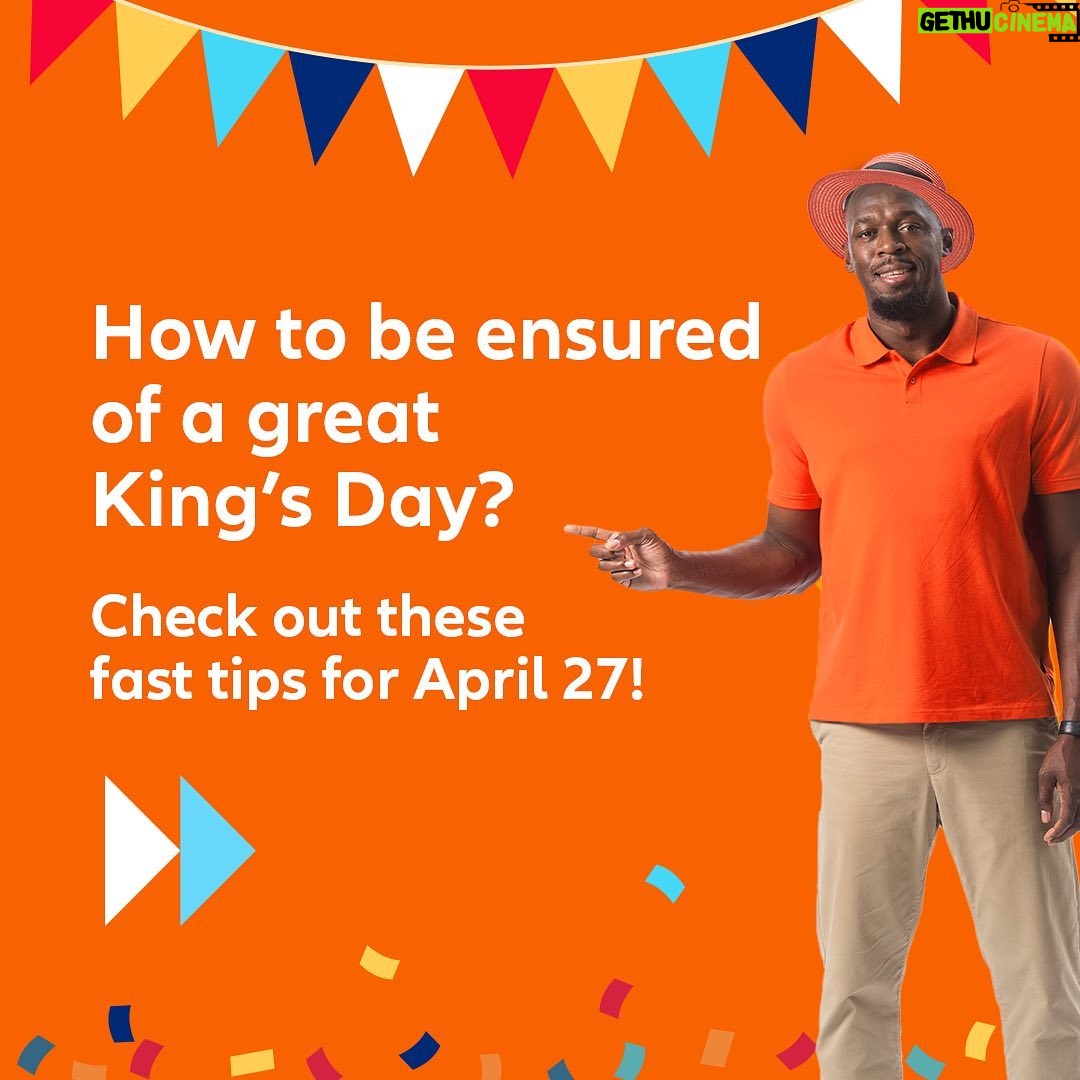 Usain Bolt Instagram - Read these tips from @allianzdirectnl on how to celebrate Kingsday and be ensured of a good time! ๐งก๐ณ๐ฑ #allianzdirect #Kingsday #Netherlands #insurance The Netherlands