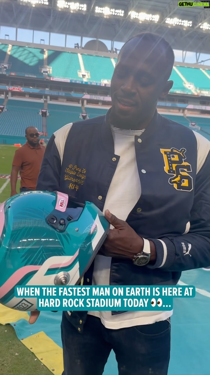 Usain Bolt Instagram - A special #MiamiGP helmet for the fastest man on earth ⚡️ See you back at @hardrockstadium in May, @usainbolt?! 👀 Hard Rock Stadium